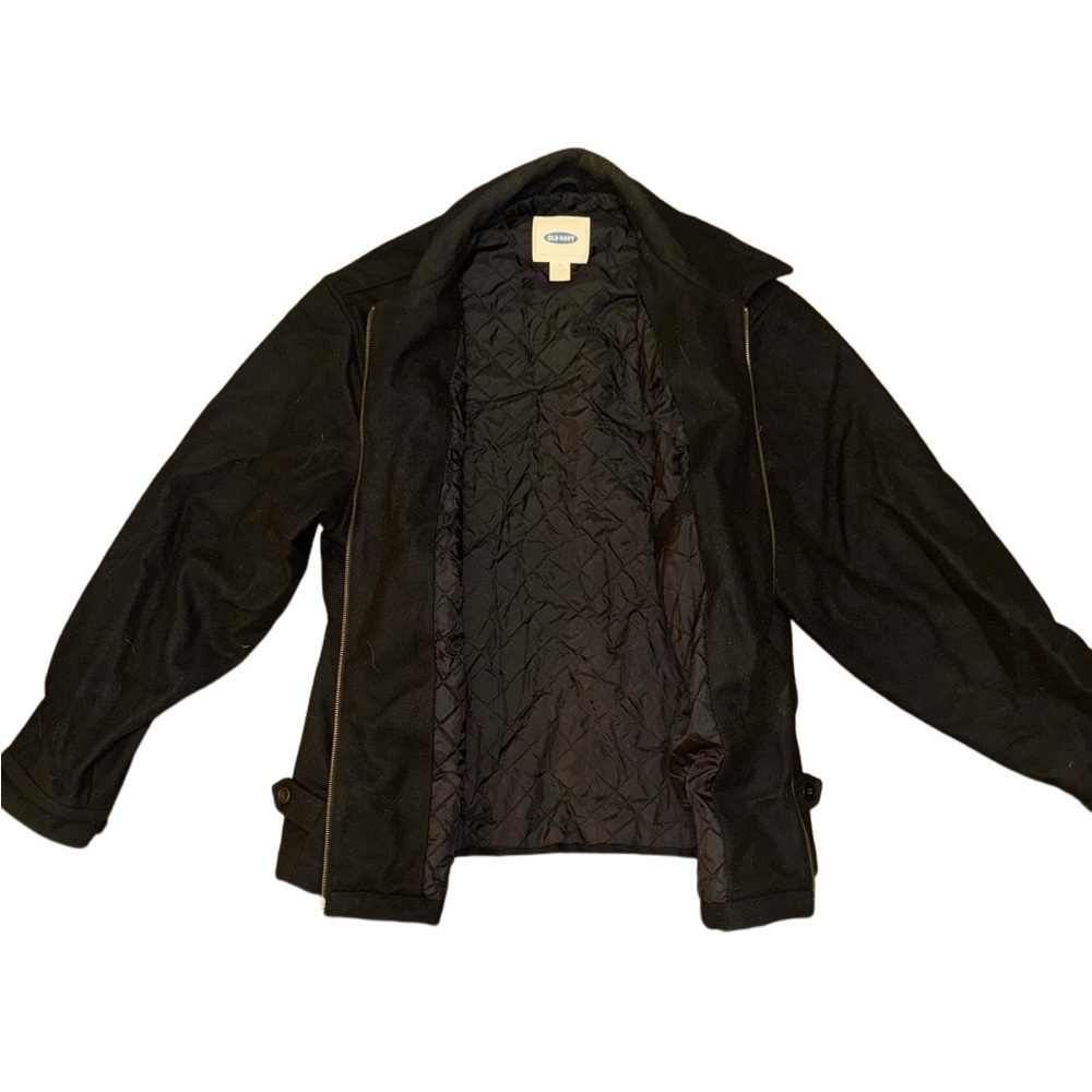 Men's Black Jacket Old Navy Winter Coat Distressed and Vintage Look